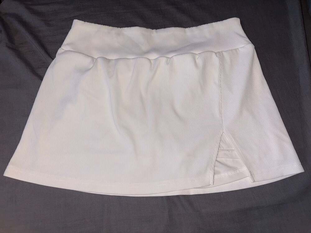 Ribbed High-Rise Tennis Skirt with Built-in Shorts